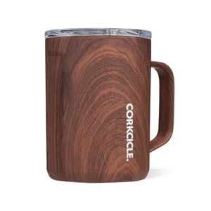 Corkcicle Coffee Mug With Lid Walnut Wood Design 16 oz NWT